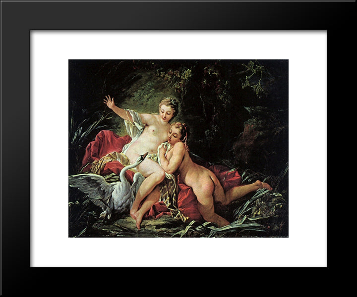Leda And The Swan 20x24 Black Modern Wood Framed Art Print Poster by Boucher, Francois