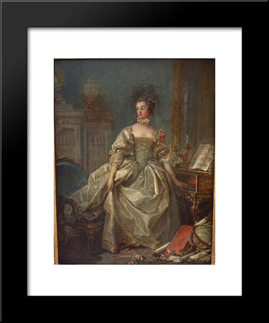 Marquise De Pompadour 20x24 Black Modern Wood Framed Art Print Poster by Boucher, Francois