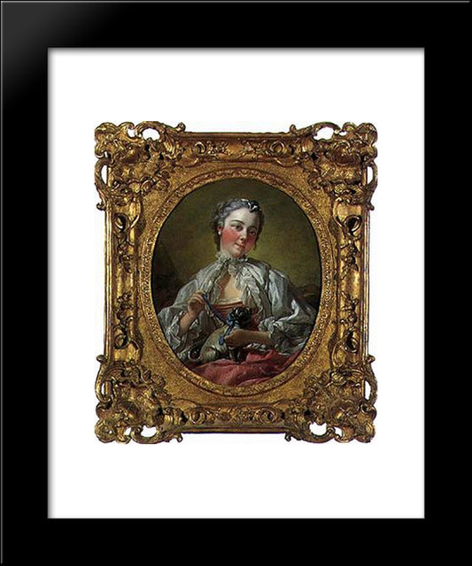 Portrait Of Madame Boucher 20x24 Black Modern Wood Framed Art Print Poster by Boucher, Francois