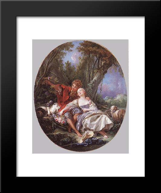 Shepherd And Shepherdess Reposing 20x24 Black Modern Wood Framed Art Print Poster by Boucher, Francois