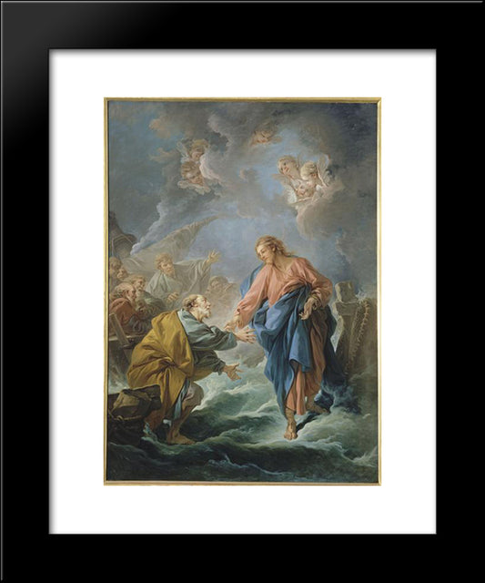 St. Peter Invited To Walk On The Water 20x24 Black Modern Wood Framed Art Print Poster by Boucher, Francois