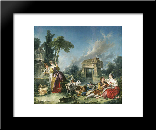 The Fountain Of Love 20x24 Black Modern Wood Framed Art Print Poster by Boucher, Francois