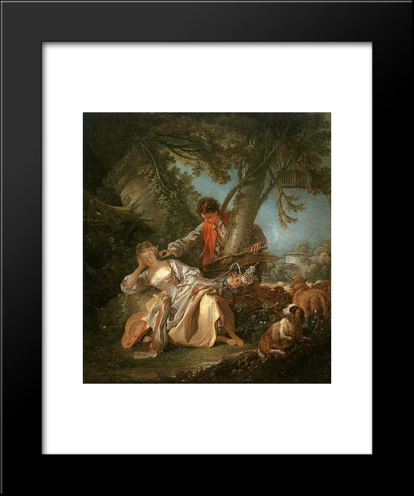 The Interrupted Sleep 20x24 Black Modern Wood Framed Art Print Poster by Boucher, Francois