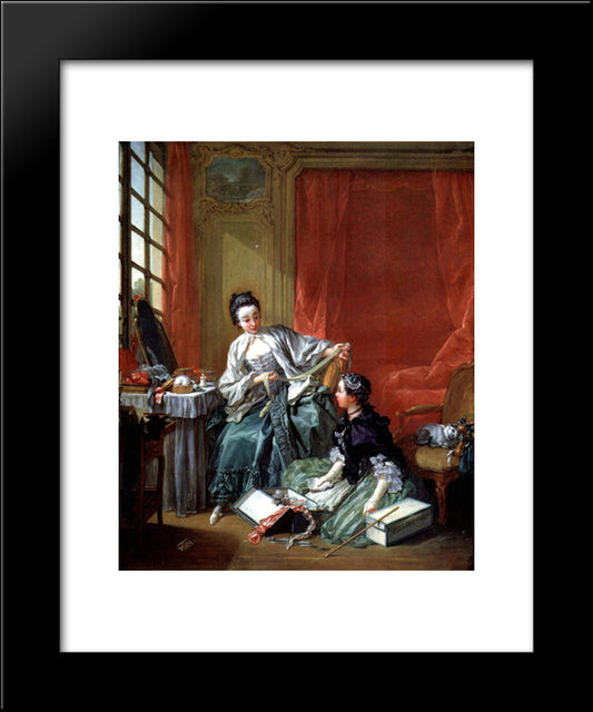 The Modiste 20x24 Black Modern Wood Framed Art Print Poster by Boucher, Francois