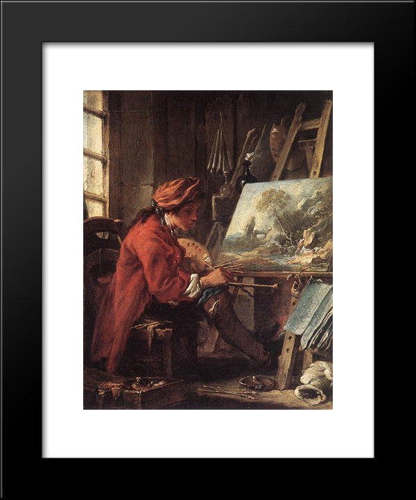 The Painter In His Studio 20x24 Black Modern Wood Framed Art Print Poster by Boucher, Francois