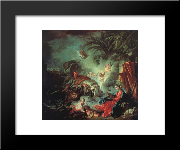 The Rest On The Flight Into Egypt 20x24 Black Modern Wood Framed Art Print Poster by Boucher, Francois