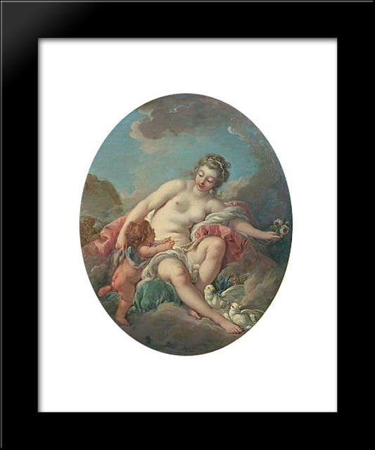 Venus Restraining Cupid 20x24 Black Modern Wood Framed Art Print Poster by Boucher, Francois