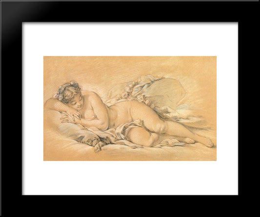 Young Woman Sleeping 20x24 Black Modern Wood Framed Art Print Poster by Boucher, Francois