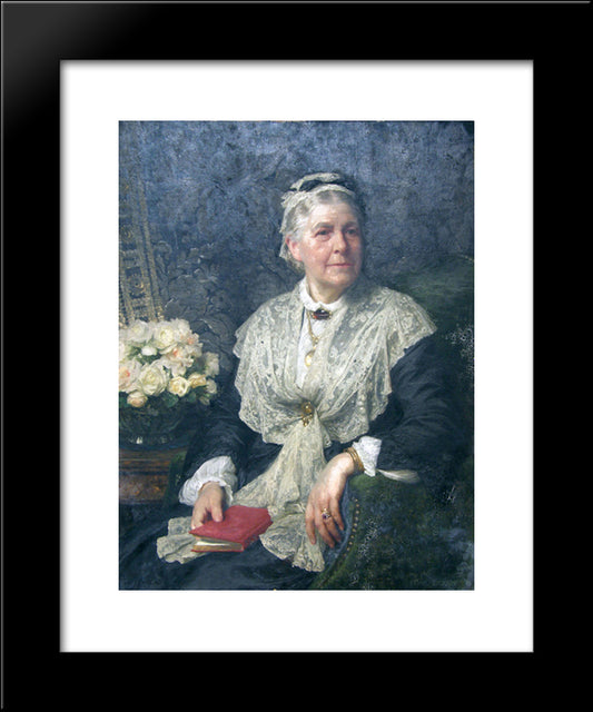 Portrait Of A Lady In A Lace Edged Dress 20x24 Black Modern Wood Framed Art Print Poster by Dicksee, Frank