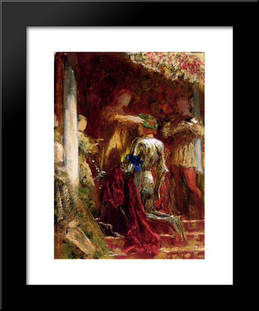 Victory, A Knight Being Crowned With A Laurel-Wreath 20x24 Black Modern Wood Framed Art Print Poster by Dicksee, Frank