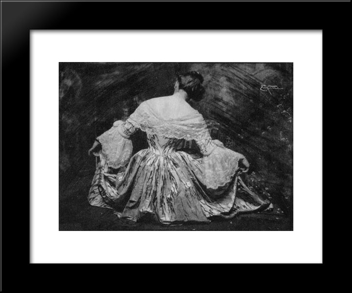 Woman In Dress 20x24 Black Modern Wood Framed Art Print Poster by Eugene, Frank