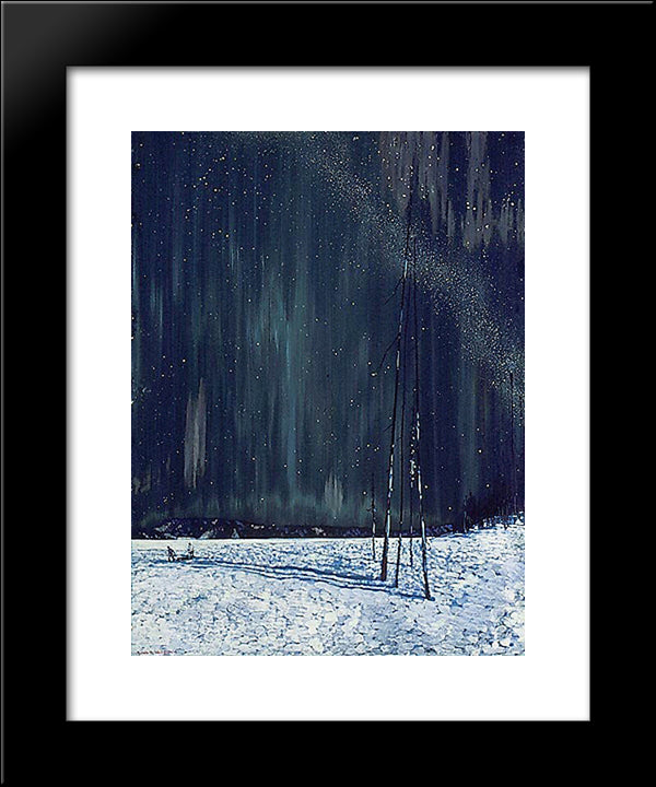 A Northern Night 20x24 Black Modern Wood Framed Art Print Poster by Johnston, Frank