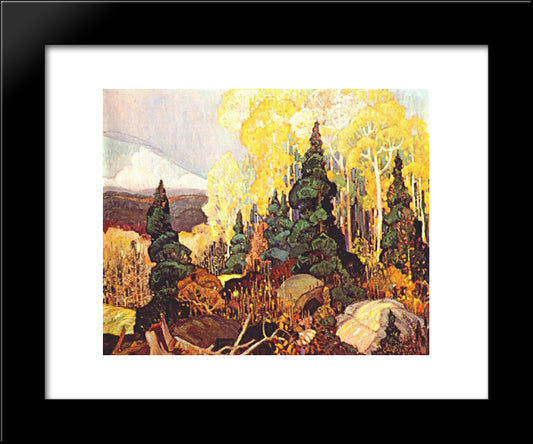 Autumn Hillside 20x24 Black Modern Wood Framed Art Print Poster by Carmichael, Franklin