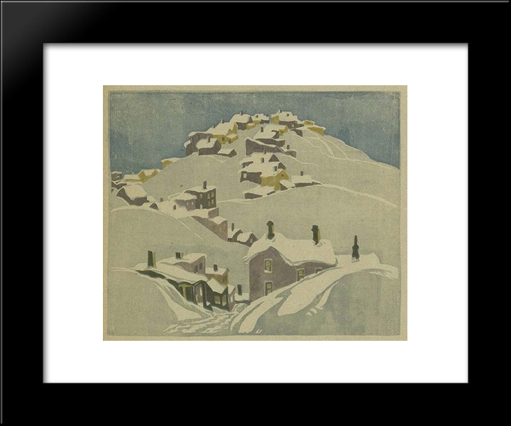 Houses, Cobalt 20x24 Black Modern Wood Framed Art Print Poster by Carmichael, Franklin