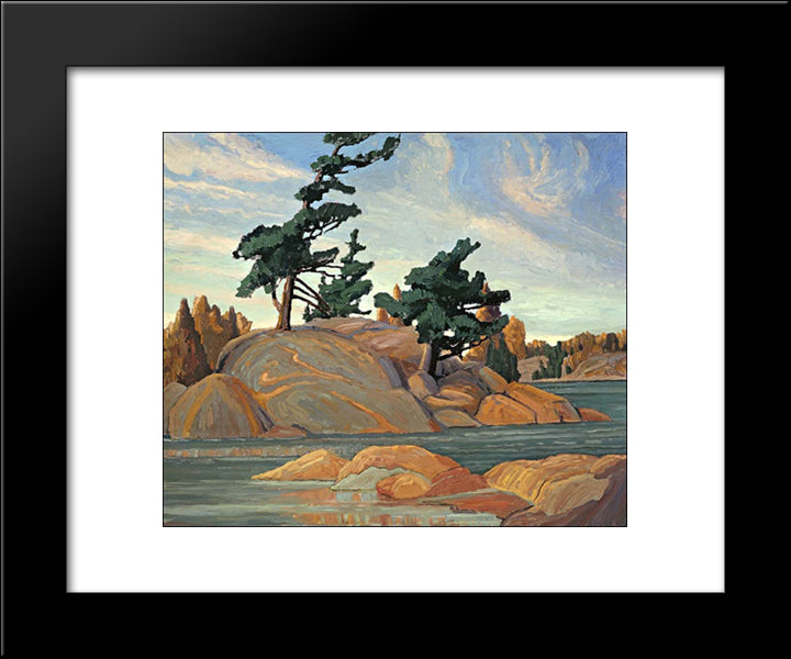 Island Georgian Bay 20x24 Black Modern Wood Framed Art Print Poster by Carmichael, Franklin