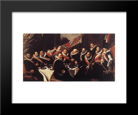 A Banquet Of The Officers Of The St. George Militia Company 20x24 Black Modern Wood Framed Art Print Poster by Hals, Frans