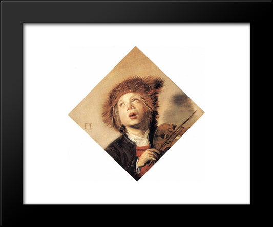 A Boy With A Viol 20x24 Black Modern Wood Framed Art Print Poster by Hals, Frans