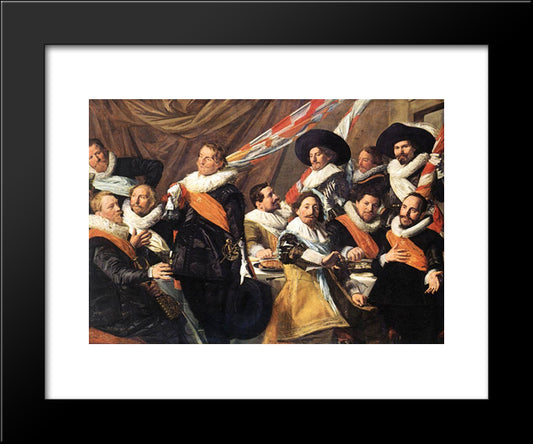 Banquet Of The Officers Of The St. George Civic Guard Company (Detail) 20x24 Black Modern Wood Framed Art Print Poster by Hals, Frans