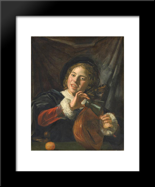 Boy With A Lute 20x24 Black Modern Wood Framed Art Print Poster by Hals, Frans