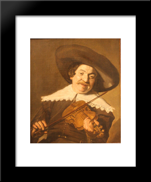 Daniel Van Aken Playing The Violin 20x24 Black Modern Wood Framed Art Print Poster by Hals, Frans