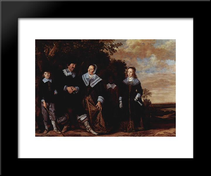 Family Group In A Landscape 20x24 Black Modern Wood Framed Art Print Poster by Hals, Frans