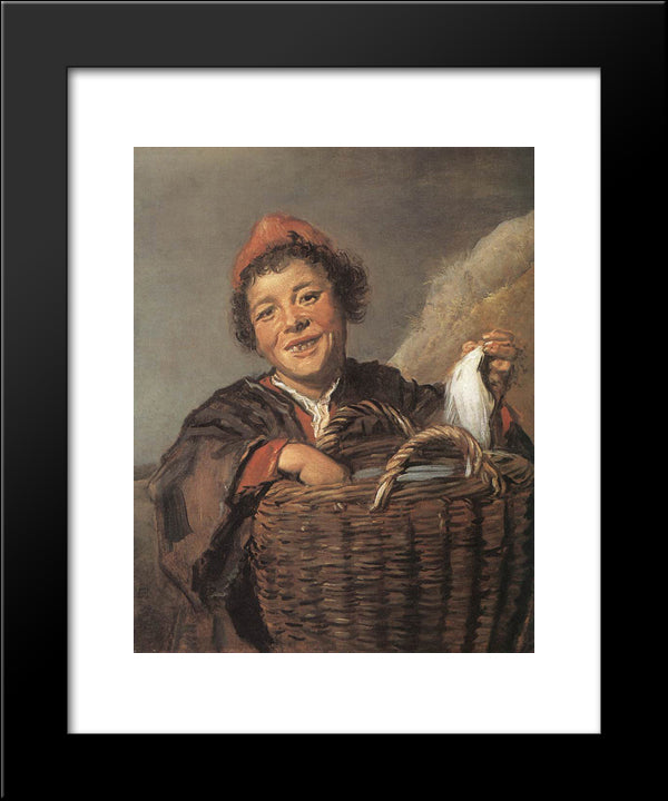 Fisher Boy 20x24 Black Modern Wood Framed Art Print Poster by Hals, Frans