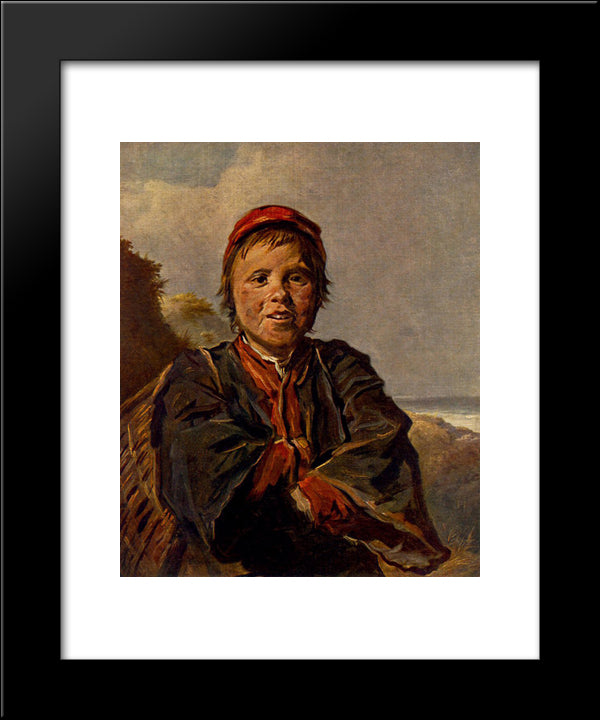 Fisher Boy 20x24 Black Modern Wood Framed Art Print Poster by Hals, Frans