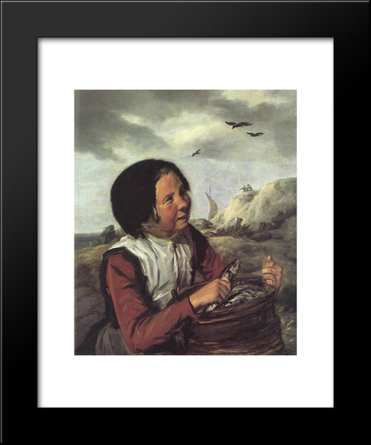 Fisher Girl 20x24 Black Modern Wood Framed Art Print Poster by Hals, Frans