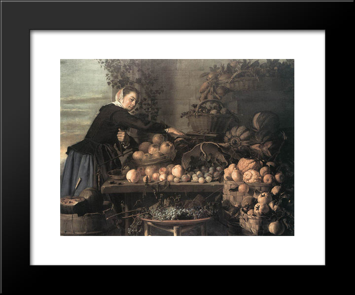 Fruit And Vegetable Seller 20x24 Black Modern Wood Framed Art Print Poster by Hals, Frans