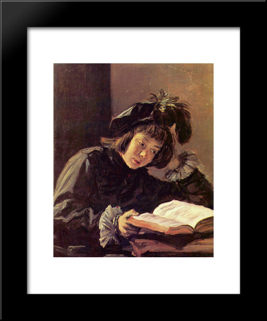 Lesender Knabe 20x24 Black Modern Wood Framed Art Print Poster by Hals, Frans