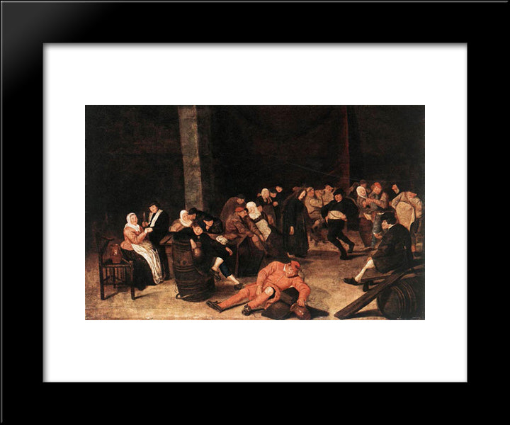 Peasants At A Wedding Feast 20x24 Black Modern Wood Framed Art Print Poster by Hals, Frans