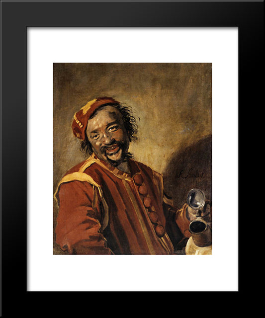 Peeckelhaering (The Jolly Reveller) 20x24 Black Modern Wood Framed Art Print Poster by Hals, Frans