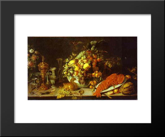 A Banquet Piece 20x24 Black Modern Wood Framed Art Print Poster by Snyders, Frans