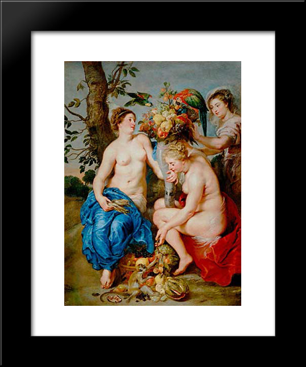 Ceres With Two Nymphs 20x24 Black Modern Wood Framed Art Print Poster by Snyders, Frans