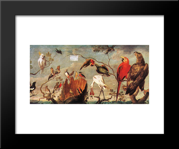 Concert Of Birds 20x24 Black Modern Wood Framed Art Print Poster by Snyders, Frans