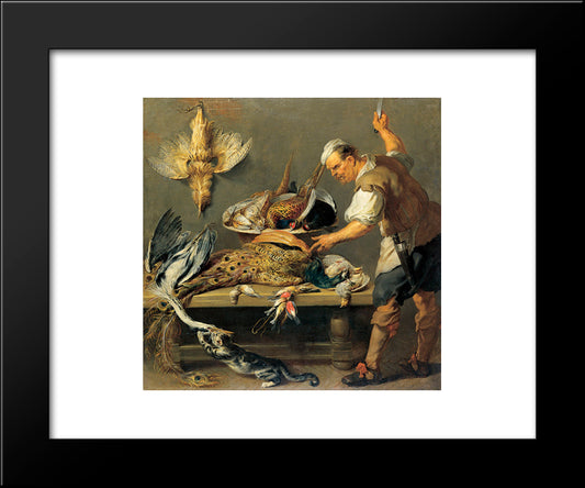 Cook In The Larder 20x24 Black Modern Wood Framed Art Print Poster by Snyders, Frans