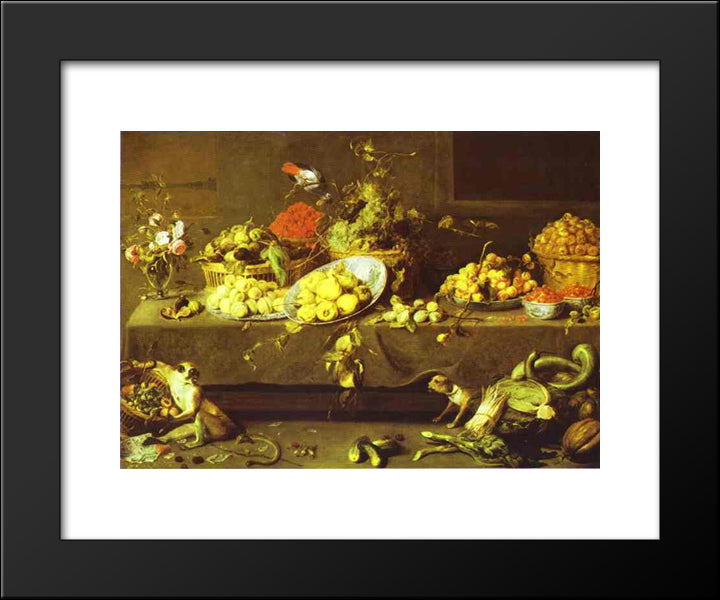 Flowers, Fruits And Vegetables 20x24 Black Modern Wood Framed Art Print Poster by Snyders, Frans