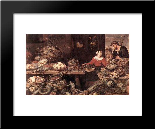 Fruit And Vegetable Market 20x24 Black Modern Wood Framed Art Print Poster by Snyders, Frans