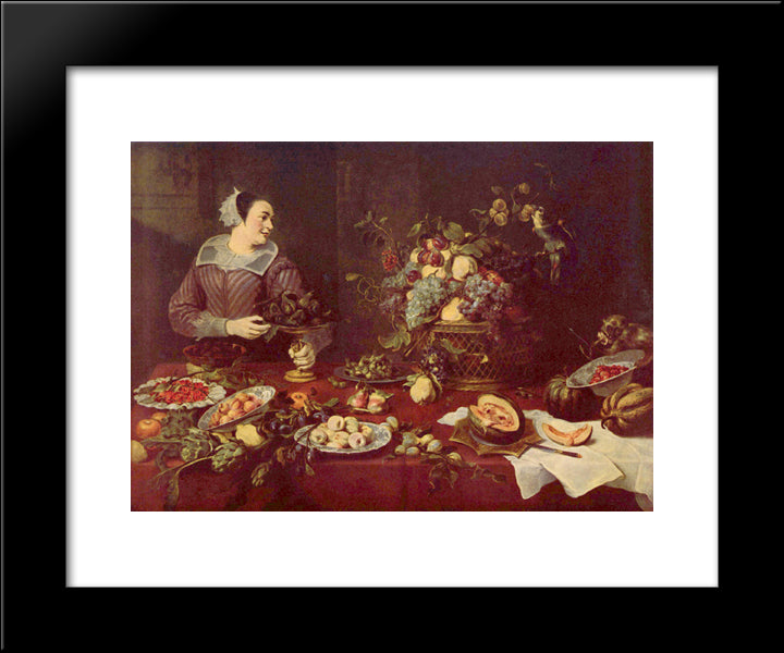 Fruit Seller 20x24 Black Modern Wood Framed Art Print Poster by Snyders, Frans