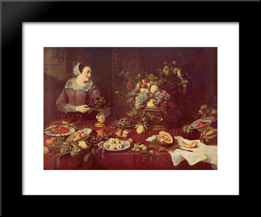 Fruit Seller 20x24 Black Modern Wood Framed Art Print Poster by Snyders, Frans