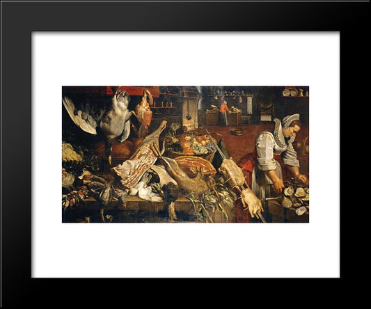 Kitchen Still Life 20x24 Black Modern Wood Framed Art Print Poster by Snyders, Frans