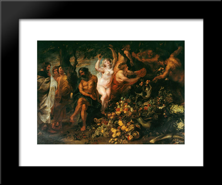 Pythagoras Advocating Vegetarianism 20x24 Black Modern Wood Framed Art Print Poster by Snyders, Frans