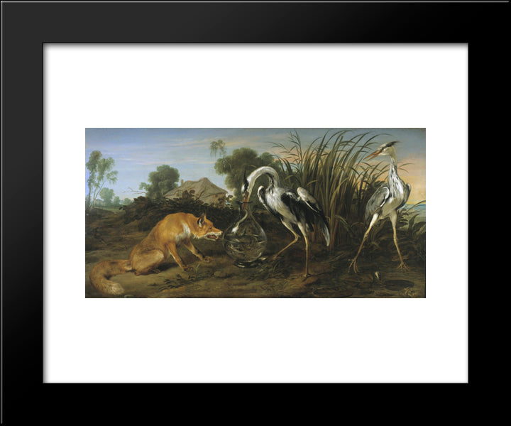 Sable Of The Fox And The Heron 20x24 Black Modern Wood Framed Art Print Poster by Snyders, Frans