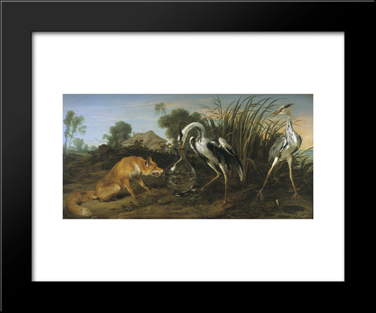 Sable Of The Fox And The Heron 20x24 Black Modern Wood Framed Art Print Poster by Snyders, Frans