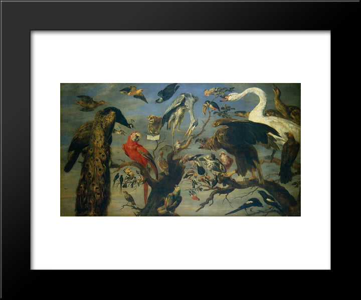The Bird'S Concert 20x24 Black Modern Wood Framed Art Print Poster by Snyders, Frans
