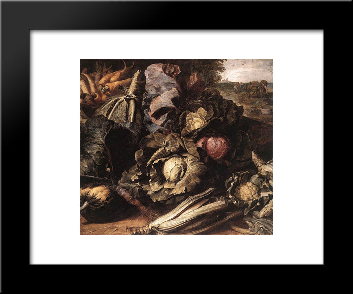 Vegetable Still Life 20x24 Black Modern Wood Framed Art Print Poster by Snyders, Frans