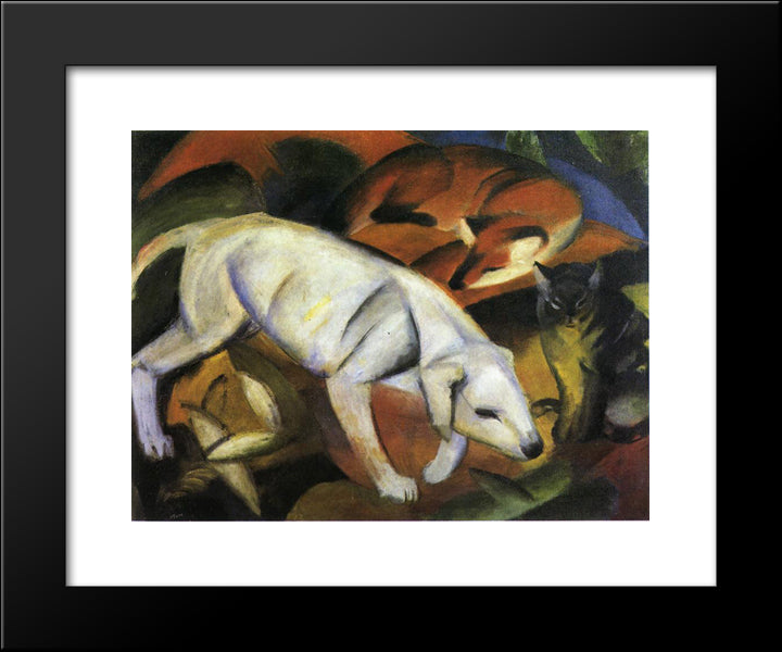 A Dog 20x24 Black Modern Wood Framed Art Print Poster by Marc, Franz