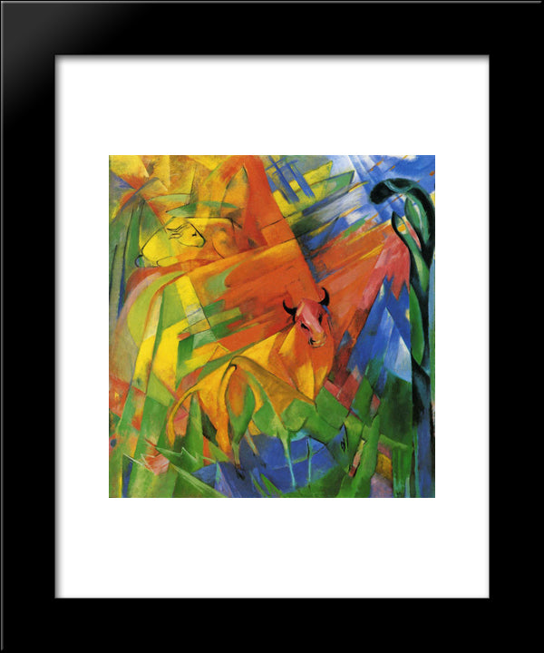 Animals In A Landscape 20x24 Black Modern Wood Framed Art Print Poster by Marc, Franz