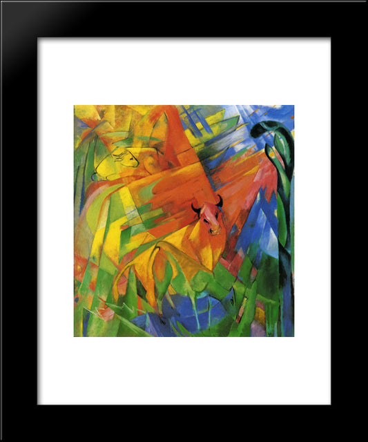 Animals In A Landscape 20x24 Black Modern Wood Framed Art Print Poster by Marc, Franz