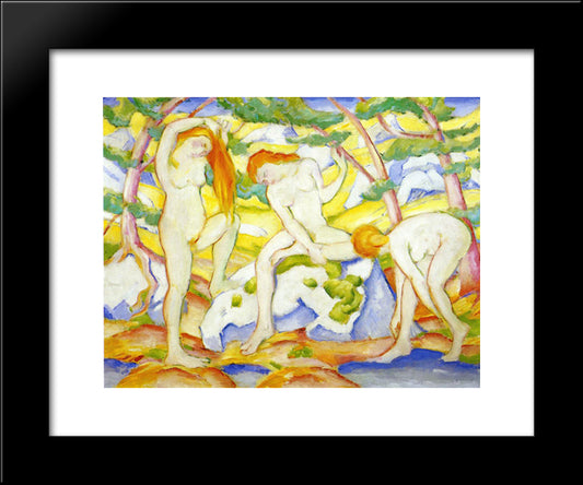Bathing Girls 20x24 Black Modern Wood Framed Art Print Poster by Marc, Franz